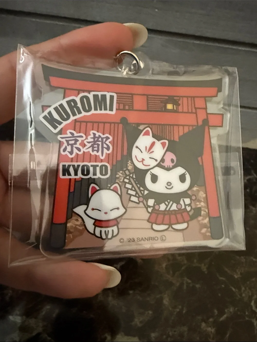 Sanrio Kuromi Kyoto Torii Acrylic Keychain - Red, Black & White - Japan keychain